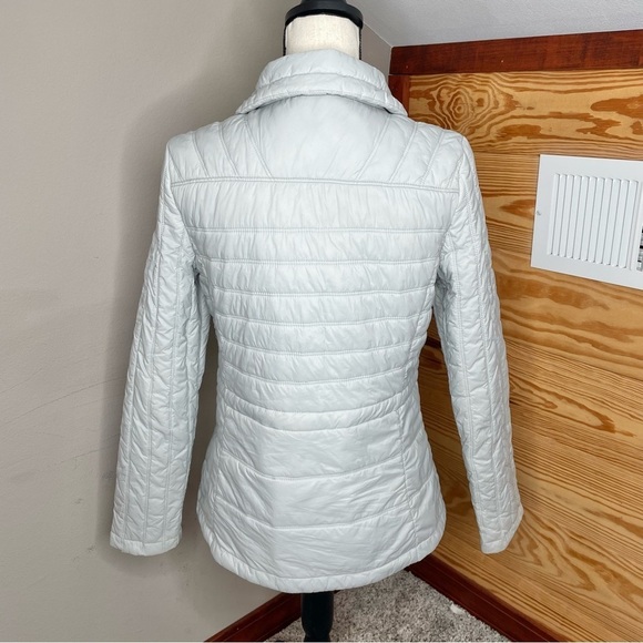 Guess Light Gray Full Zip Collared Puffer Jacket Small Winter Outerwear - Picture 3 of 10